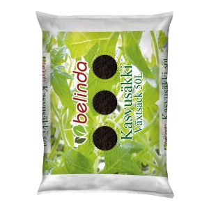 Belinda Kasvusäkissä kasvatat hyötykasvien helposti. Kasvusäkki sisältää kiekkoseulalla seulottuja turvelaatuja sekä hiekkaa. Säkkiin on lisätty pitkävaikutteinen lannoite