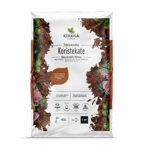 Koristekate Pähkinänruskea on luonnonvärein värjättyä puuhaketta