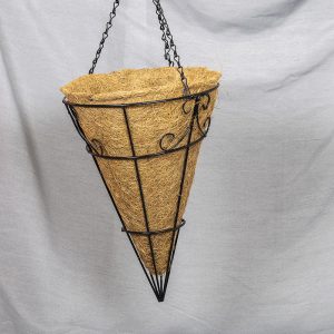 Kartionmallinen musta muovipäällysteinen metallikehikko kookossisuksella